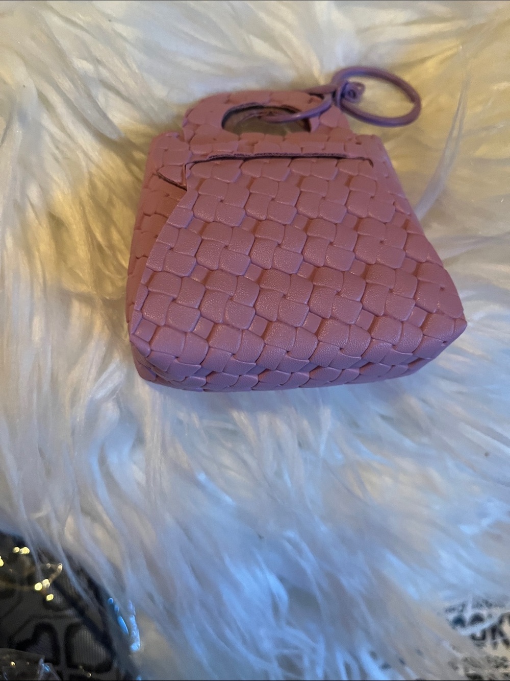 Lilac Woven Keychain Coin Pouch
